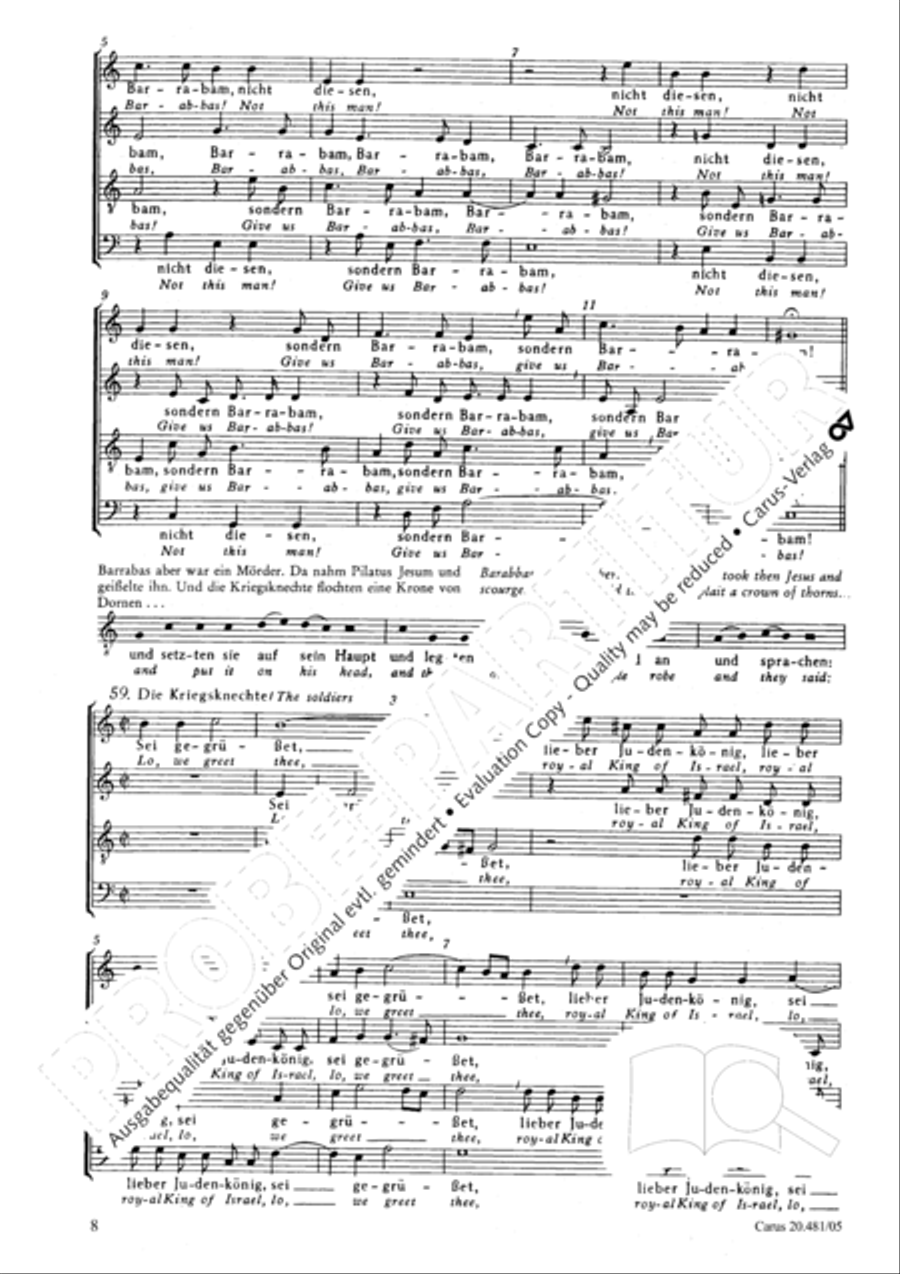 St. John Passion / The Passion of our Lord and Saviour Jesus Christ 4-Part scores gallery preview page 9