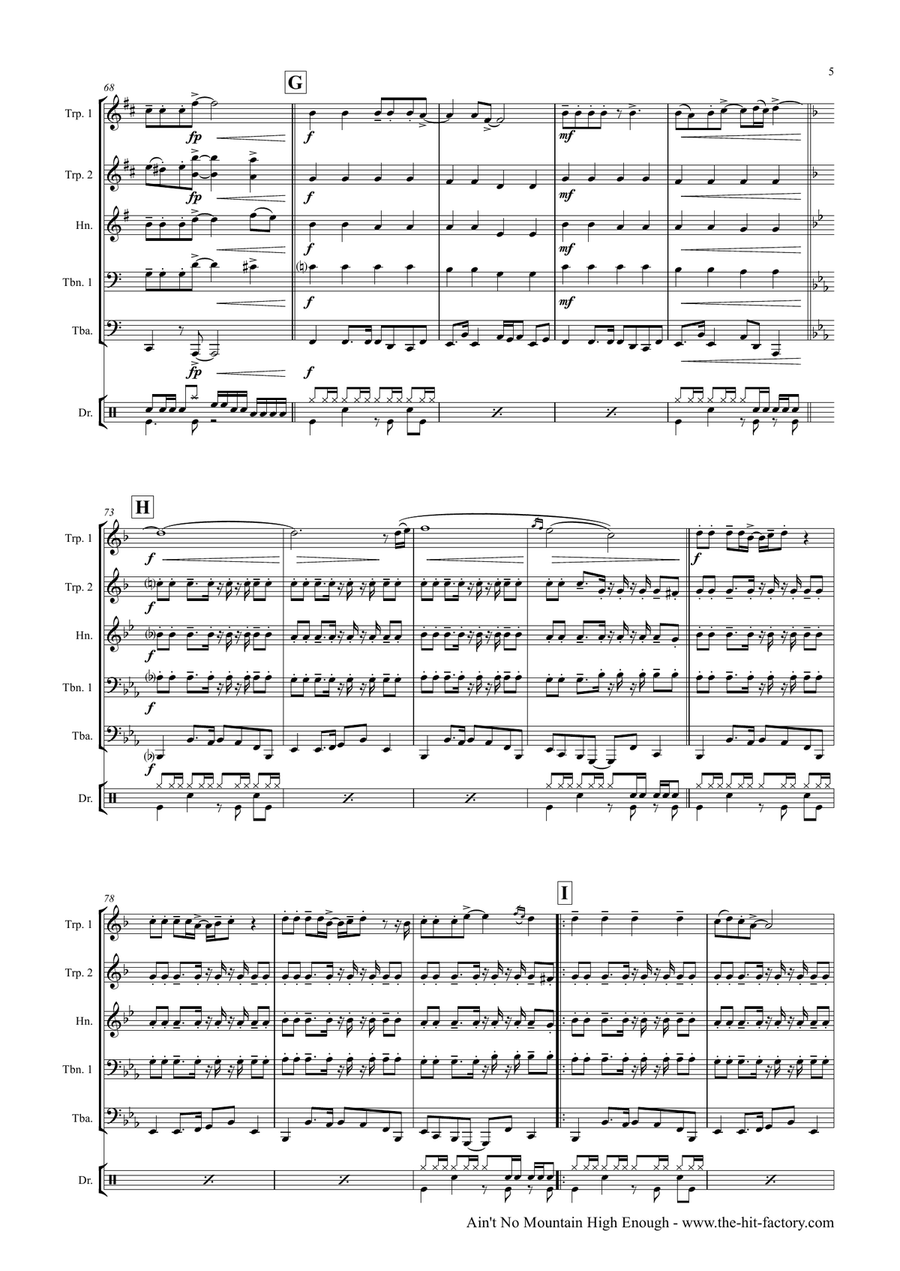 Ain't No Mountain High Enough Brass Ensemble scores gallery preview page 5