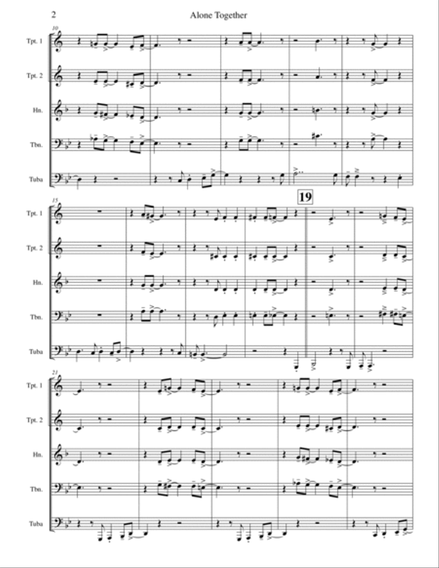 Alone Together Alone Together Brass Quintet scores gallery preview page 2