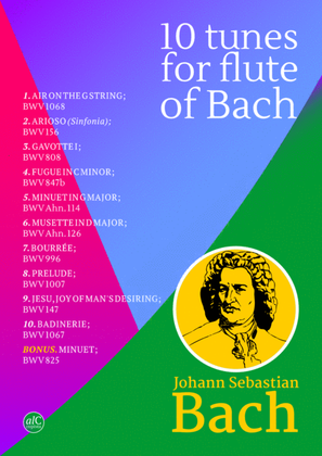 Book cover for 10 tunes for FLUTE of Bach