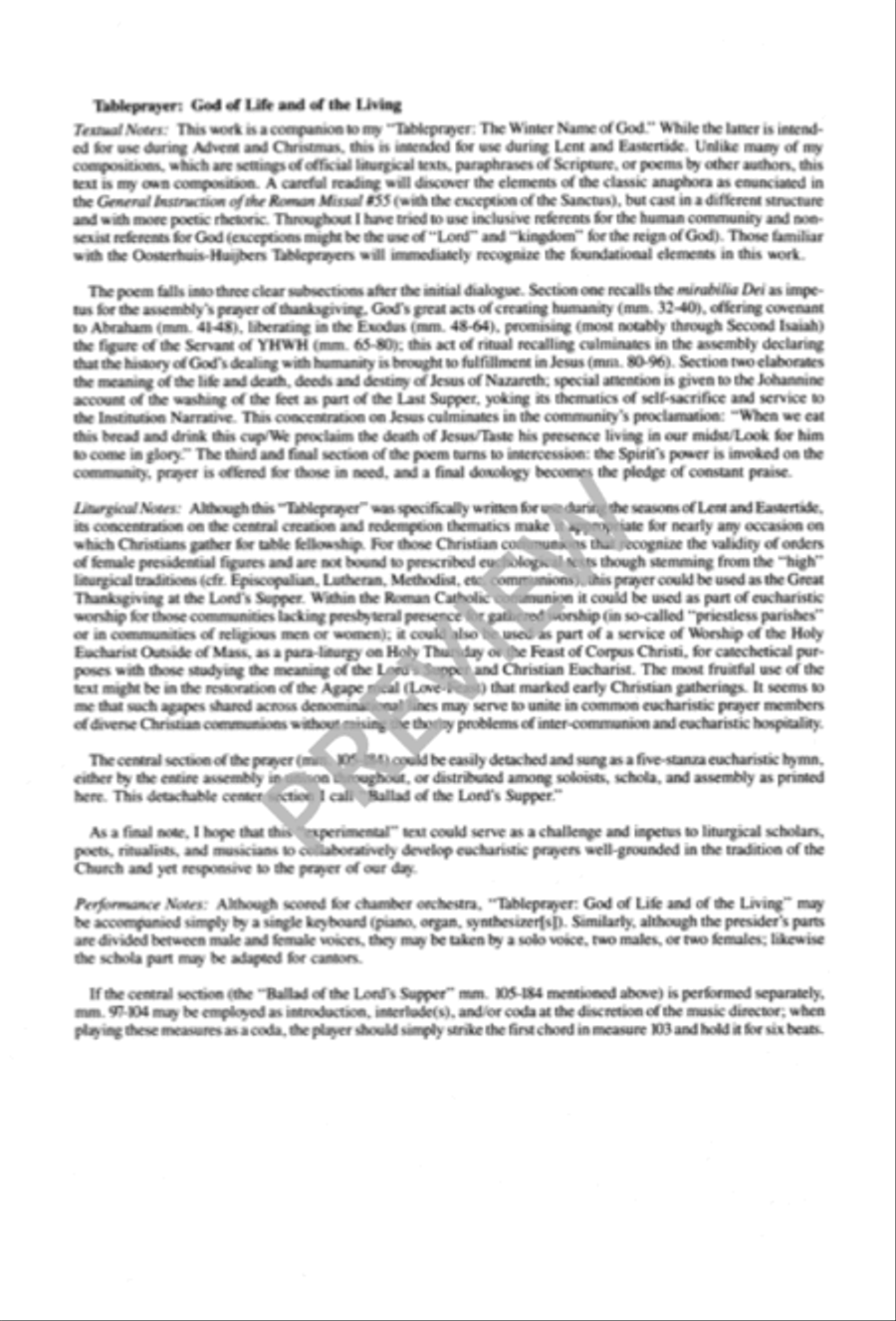 Tableprayer: God of Life and of the Living Unison Choir scores gallery preview page 3