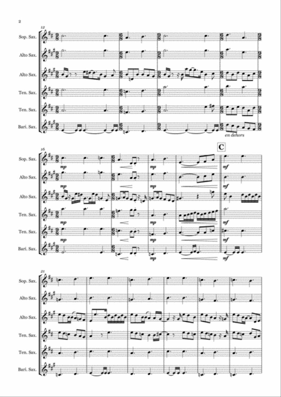 Kiss From A Rose Saxophone Quintet scores gallery preview page 2