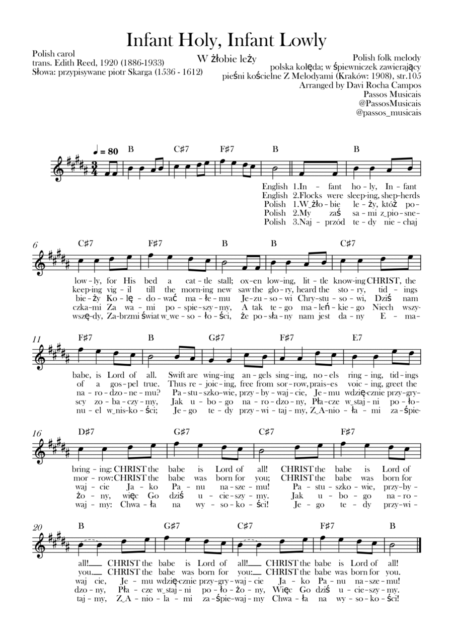 Infant Holy, Infant Lowly (W żłobie leży) Piano scores gallery preview page 1