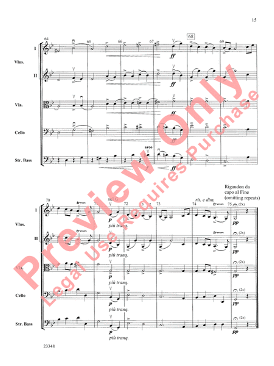 Air and Rigaudon String Orchestra scores gallery preview page 16