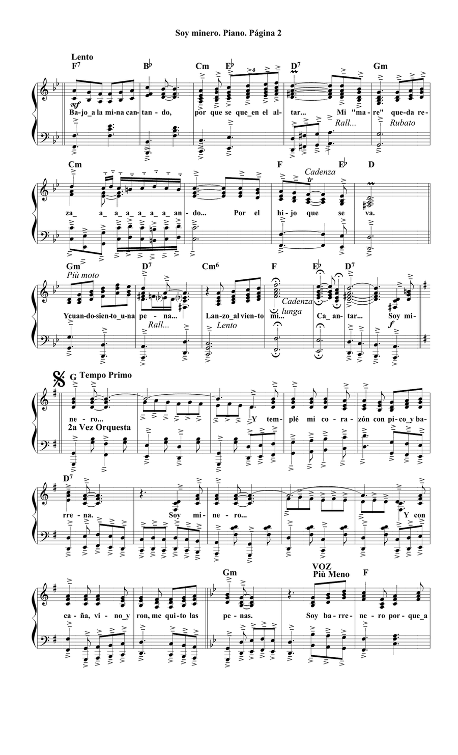 Soy minero. Marcha Española por Daniel Montorio Fajo y Ramón Perelló y Ródenas. Piano Solo scores gallery preview page 2