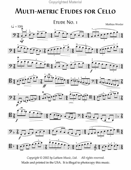 Multimetric Etudes for Solo Cello image number null