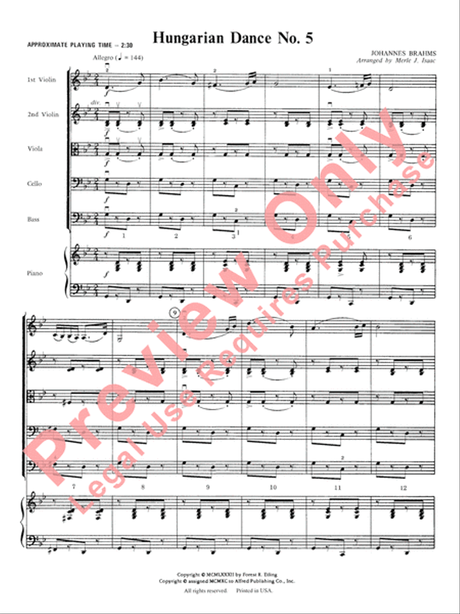 Hungarian Dance No. 5 String Orchestra scores gallery preview page 3