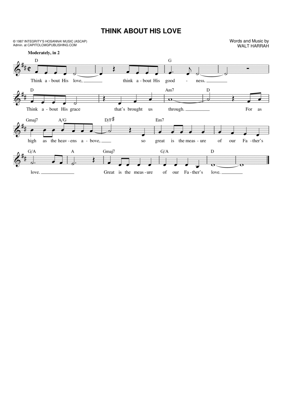 Think About His Love Think About His Love Flute scores gallery preview page 1