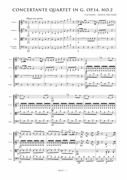 Concertante Quartet in G major, Op. 14, No. 2 (score and parts)