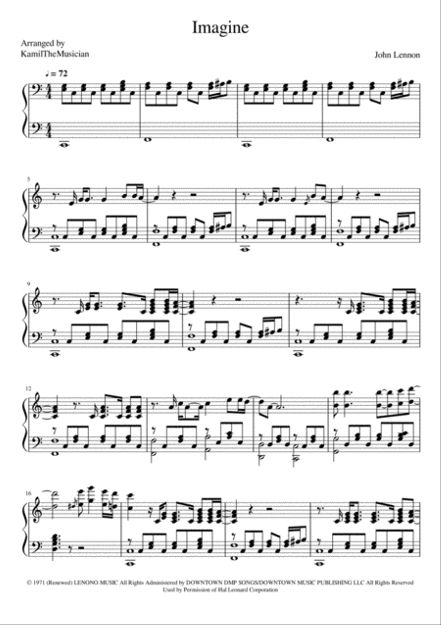 Imagine Imagine Piano Solo scores gallery preview page 1