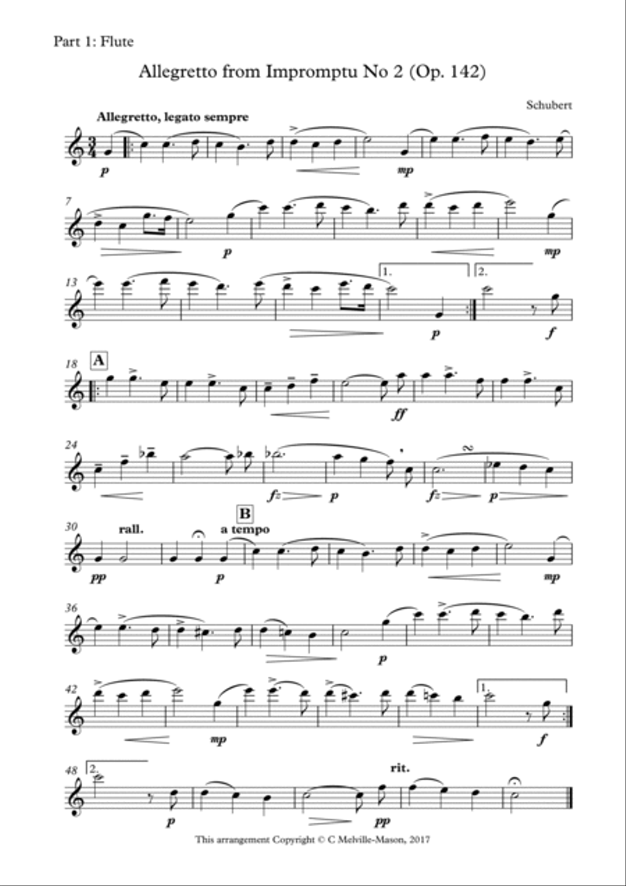 Allegretto from Impromptu No. 2 (Op. 142) - semi-flexible Woodwind Quartet scores gallery preview page 4