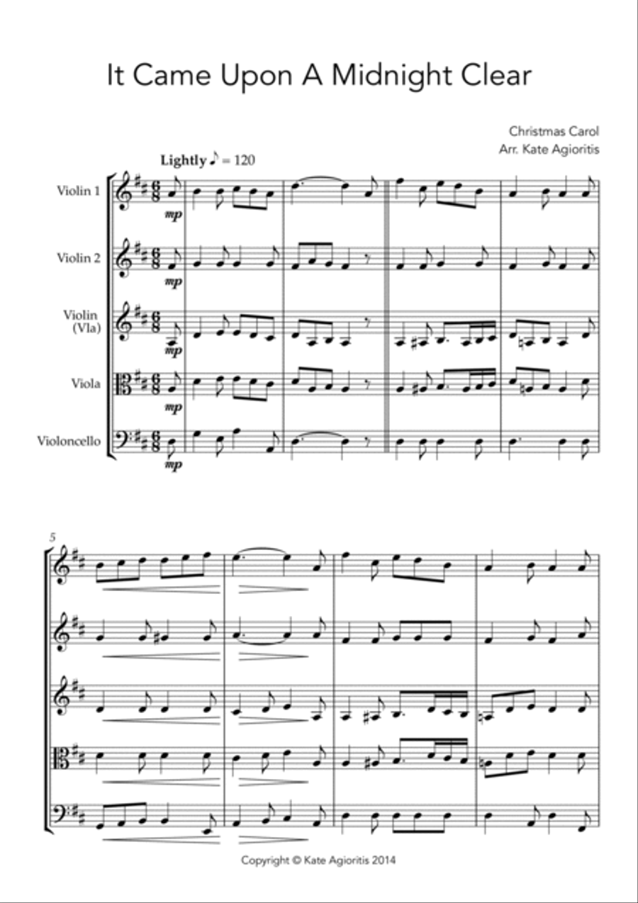 It Came Upon A Midnight Clear - Traditional and Jazz Arrangements for String Quartet String Quartet scores gallery preview page 3