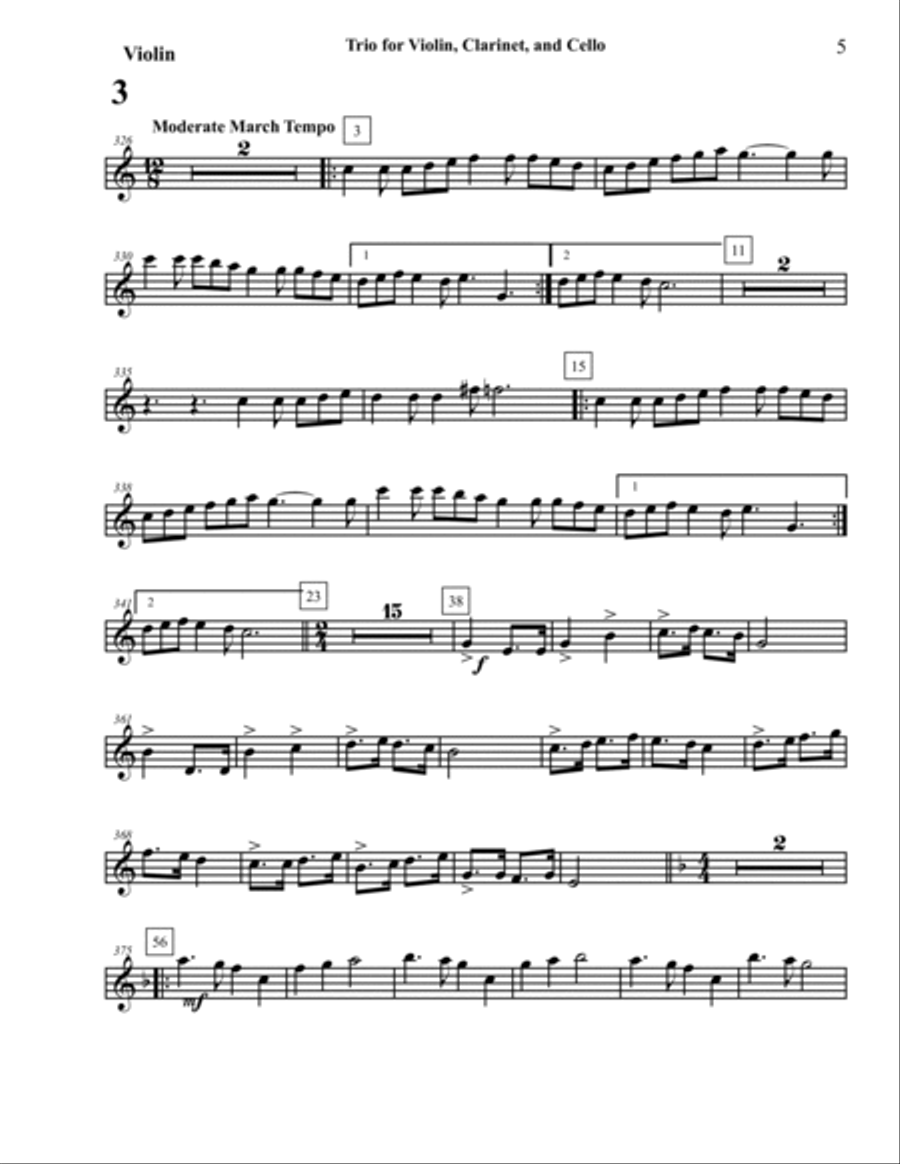 Trio for Violin, Clarinet, and Cello Chamber Music scores gallery preview page 6