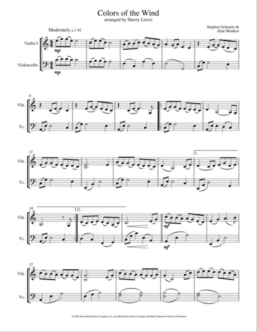 Colors Of The Wind String Duet scores gallery preview page 4