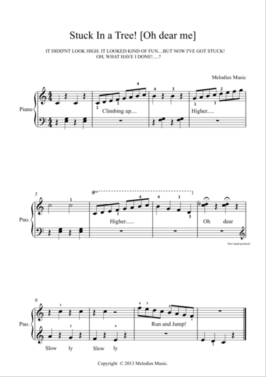 STUCK IN A TREE! [Oh Dear Me!] Easy Piano scores gallery preview page 1