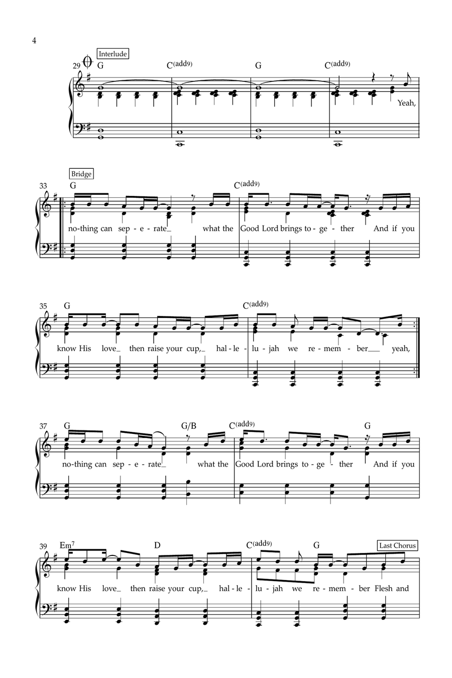 Flesh And Bone (We Remember) Piano, Vocal, Guitar scores gallery preview page 4