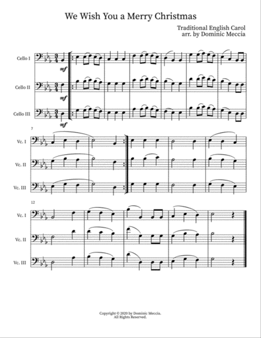We Wish You a Merry Christmas String Trio scores gallery preview page 1