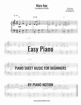 Book cover for Mary Ann (Easy Piano Solo)