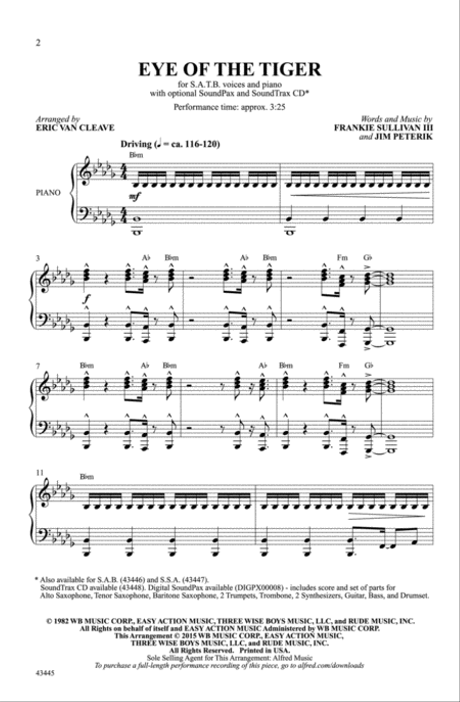 Eye of the Tiger Choir scores gallery preview page 1