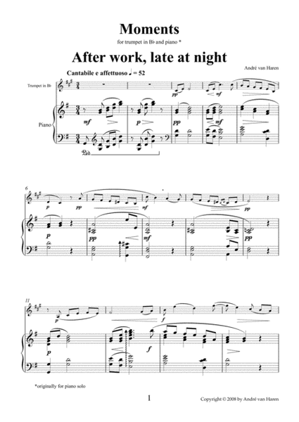 "Moments" for Trumpet in B-flat and piano image number null