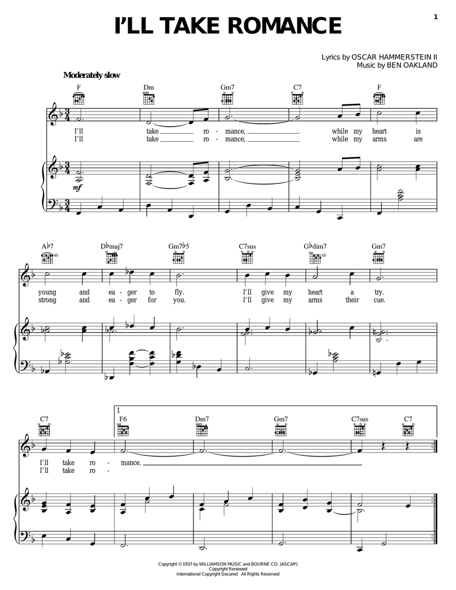 I'll Take Romance I'll Take Romance Piano, Vocal, Guitar scores gallery preview page 1