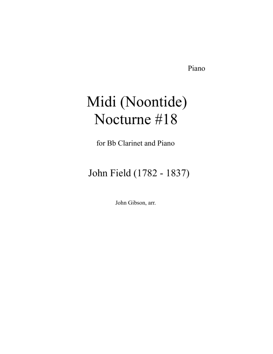 Midi (noontide) by John Field set for Bb clarinet and piano image number null