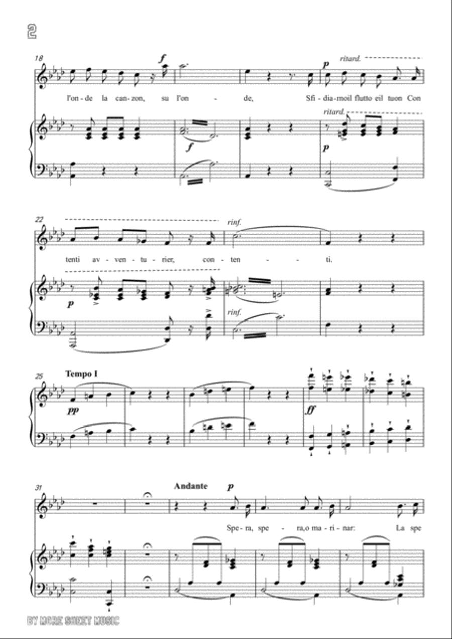 Bellini-L'allegro marinaro in f minor,for voice and piano Voice Solo scores gallery preview page 4