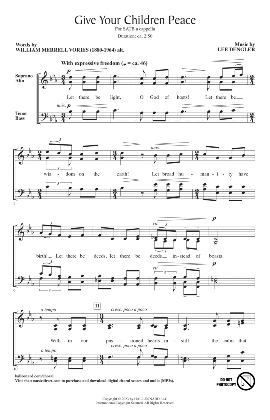 Give Your Children Peace Give Your Children Peace 4-Part scores gallery preview page 1