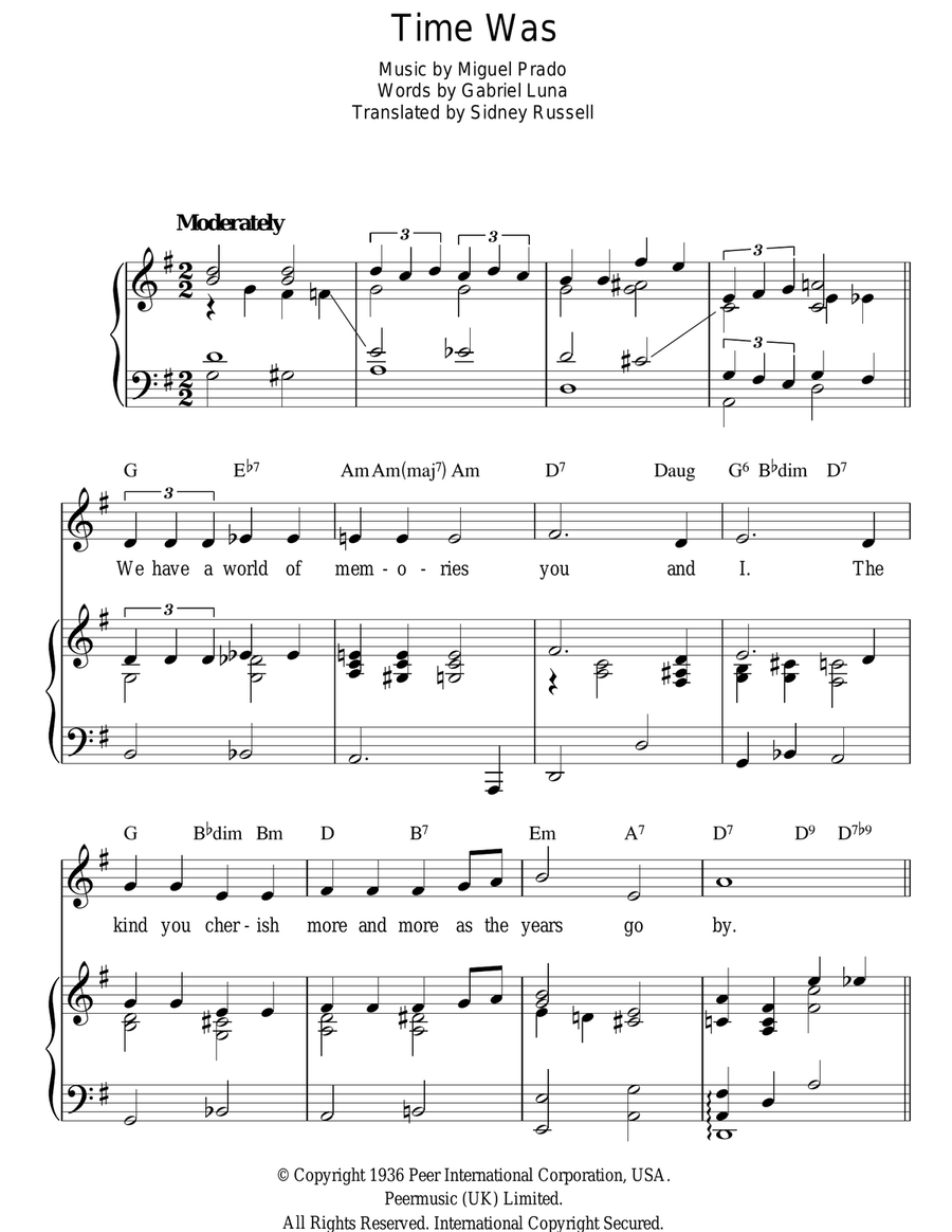 Time Was (Duerme) Guitar scores gallery preview page 1