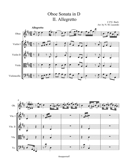 Sonata in D for Oboe and String Quartet II. Allegretto
