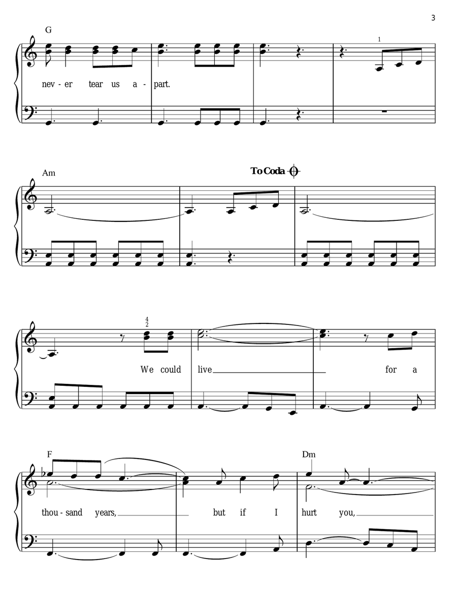Never Tear Us Apart Never Tear Us Apart Easy Piano scores gallery preview page 3