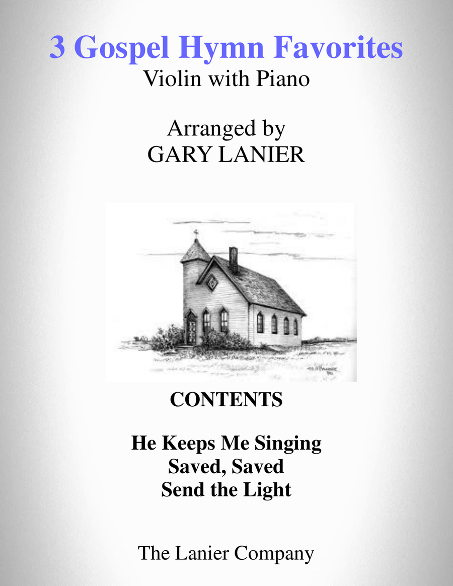 3 GOSPEL HYMN FAVORITES (For Violin & Piano with Score/Parts) Violin Solo scores gallery preview page 1