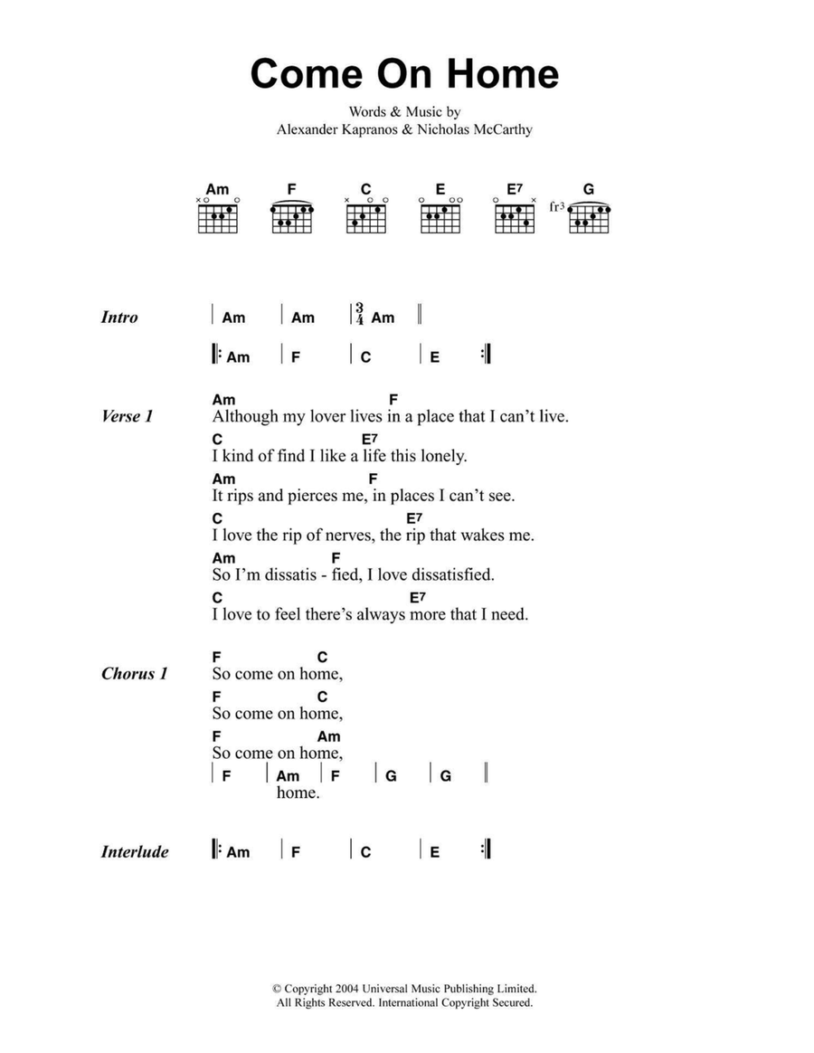 Come On Home Come On Home Acoustic Guitar scores gallery preview page 1