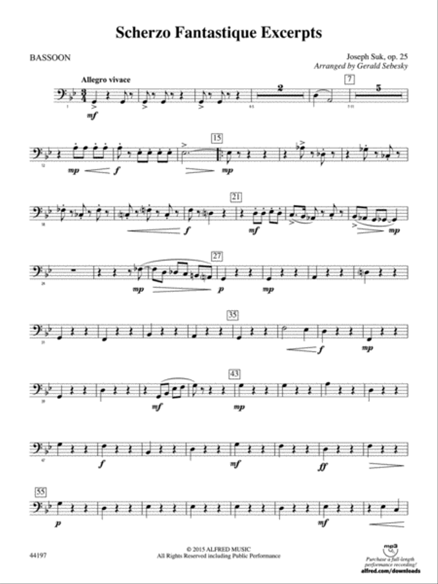 Scherzo Fantastique Excerpts: Bassoon Concert Band scores gallery preview page 1