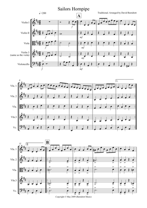 Book cover for Sailor's Hornpipe for String Quartet