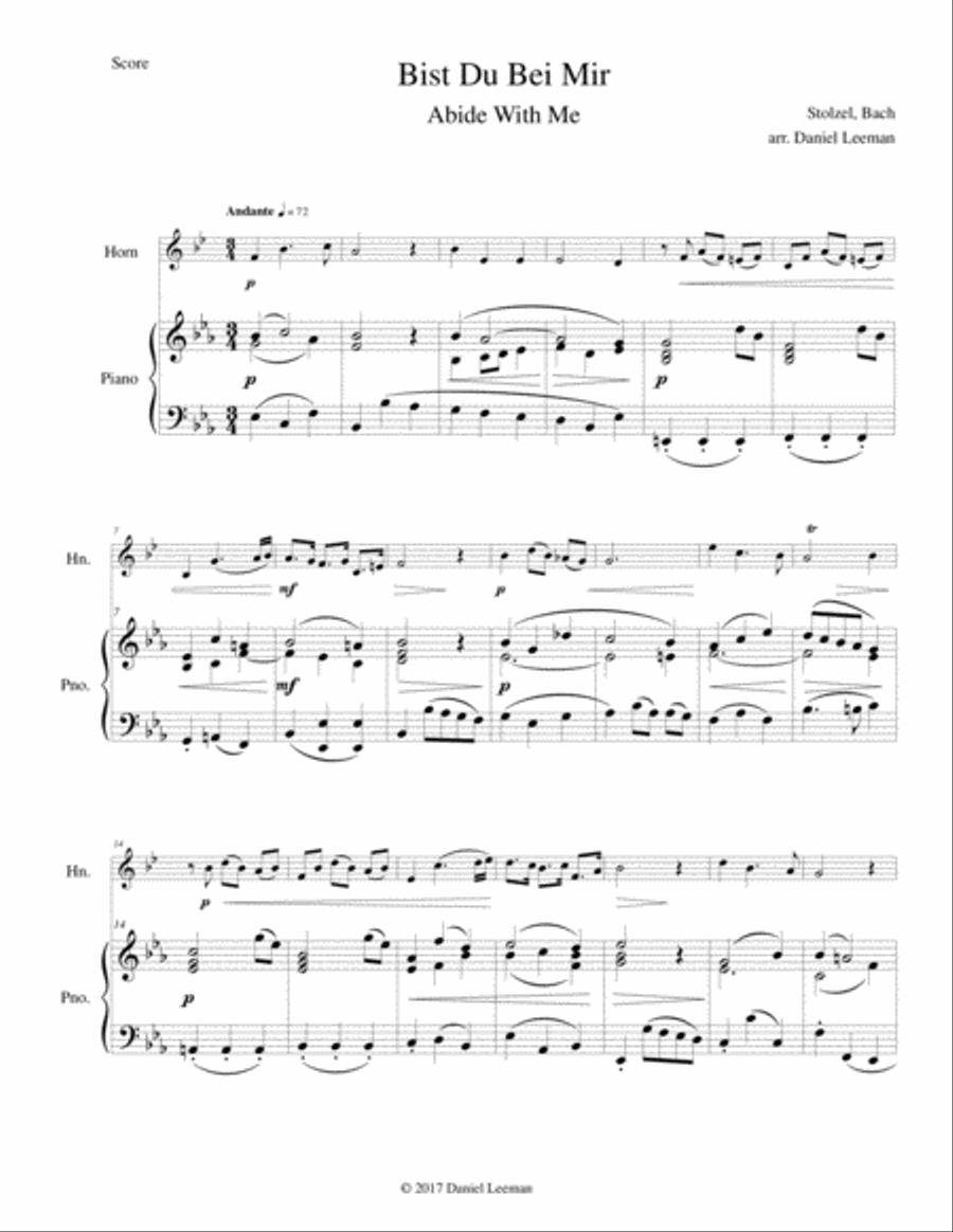 Bist Du Bei Mir for Horn & Piano Horn scores gallery preview page 2
