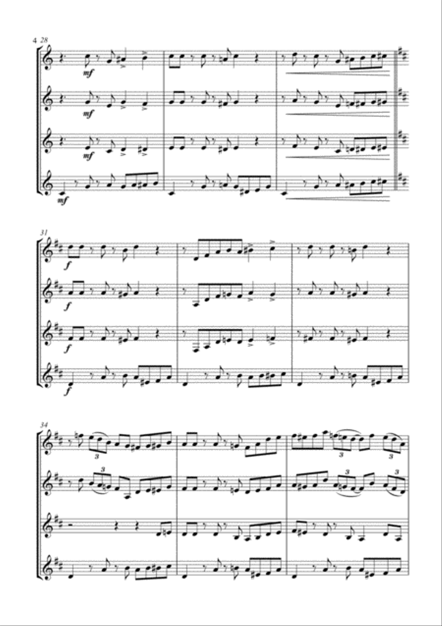 Battle Hymn of the Republic - a Jazz Arrangement - for Clarinet Quartet Clarinet Quartet scores gallery preview page 4