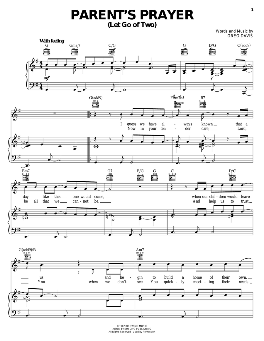 Parent's Prayer (Let Go Of Two) Acoustic Guitar scores gallery preview page 1