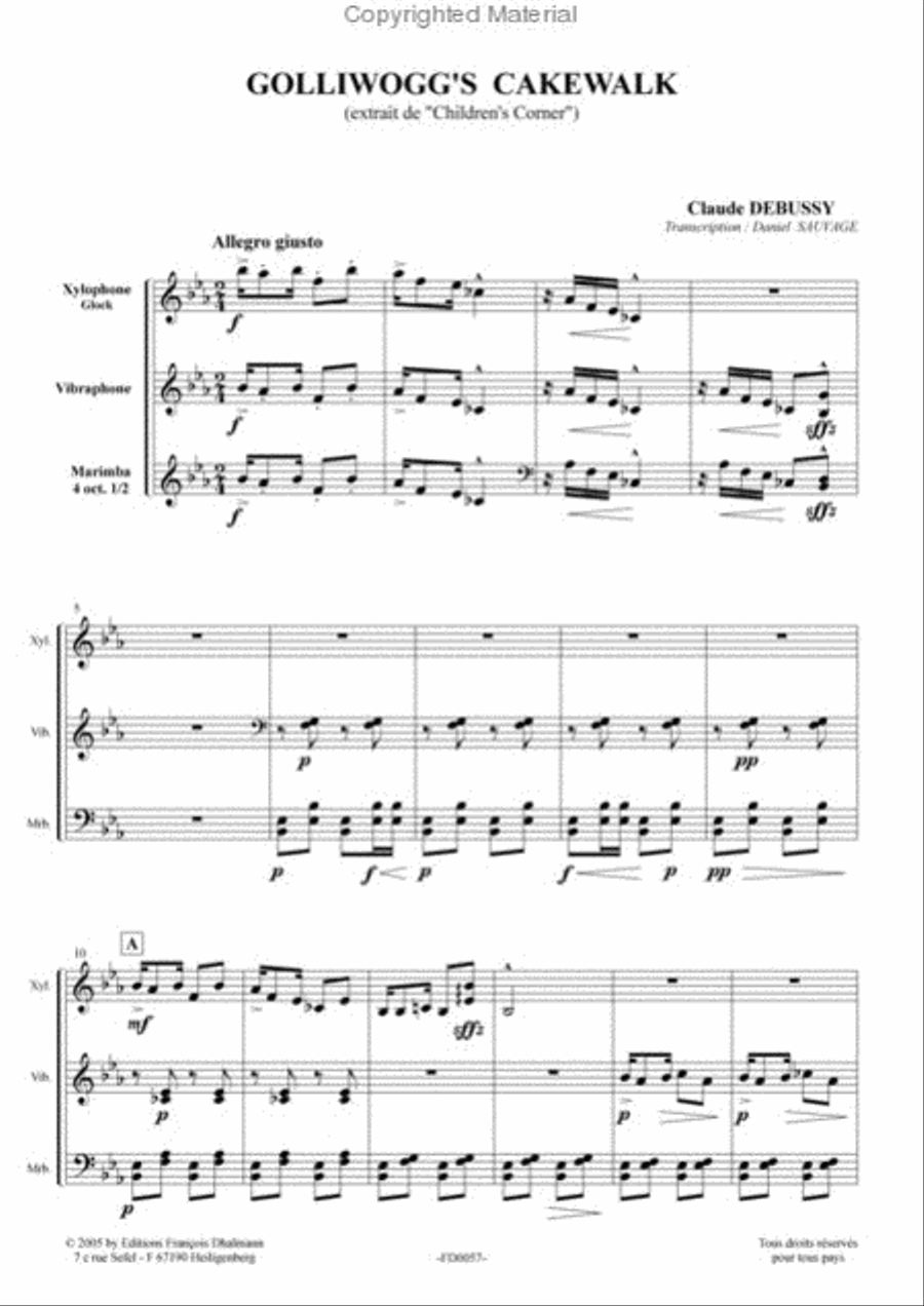 Golliwogg's Cakewalk. Transcription Daniel Sauvage Percussion scores gallery preview page 2