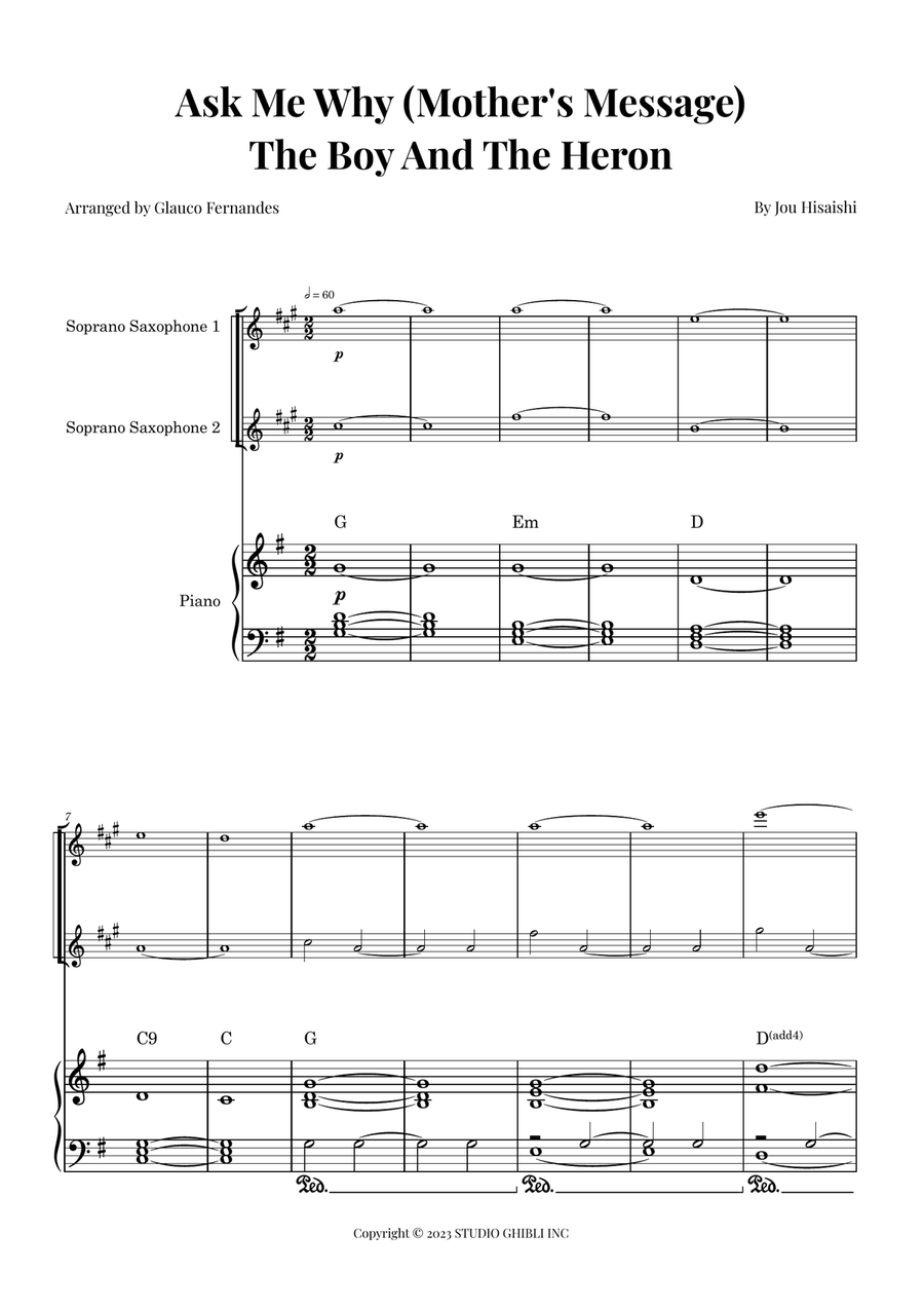 The Boy And The Heron Woodwind Duet scores gallery preview page 1
