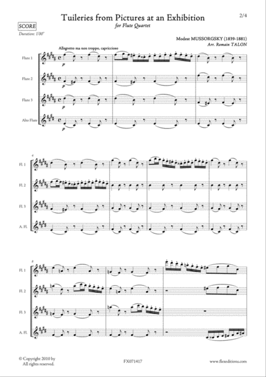 Tuileries from Pictures at an Exhibition Flute Quartet scores gallery preview page 2