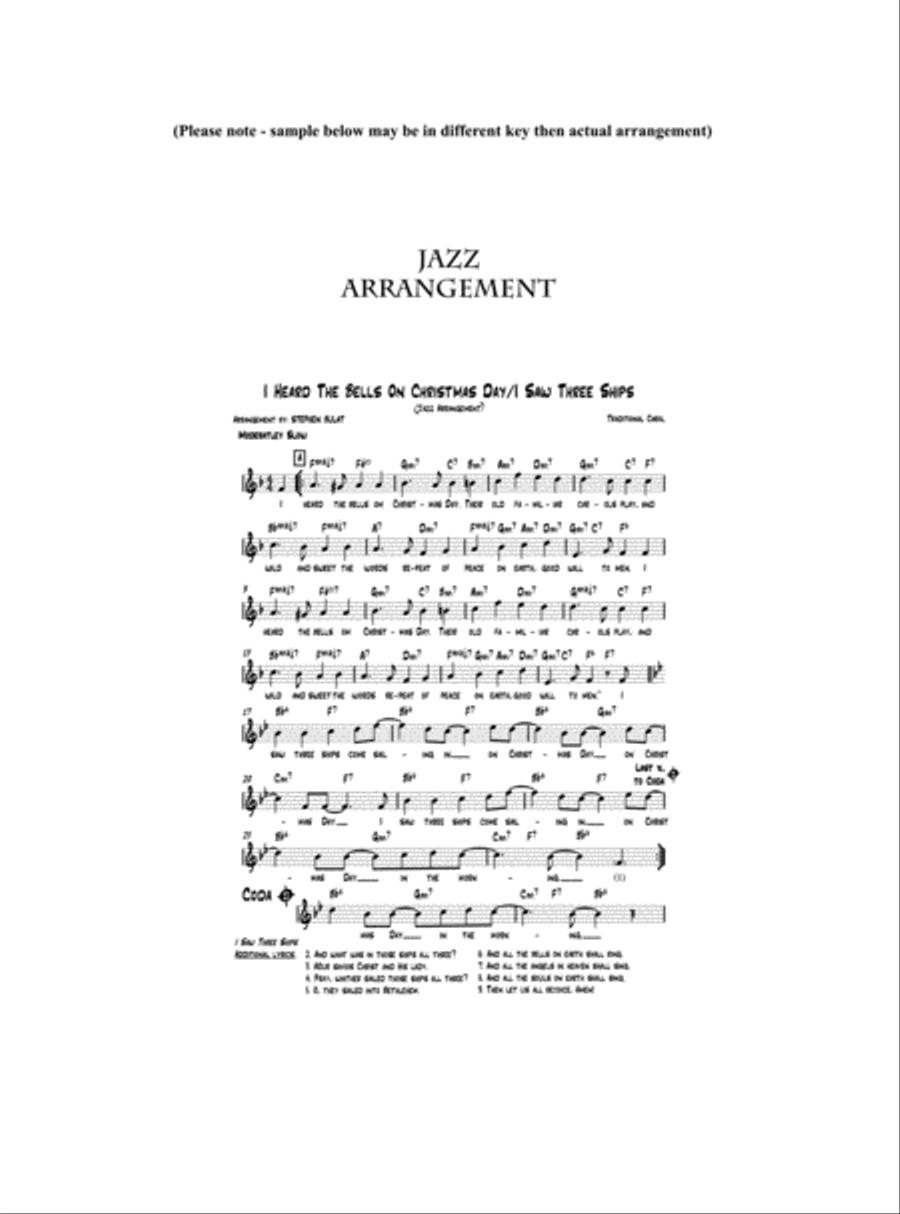 I Heard The Bells On Christmas Day/I Saw Three Ships Medley - Lead sheet arranged in traditional and Jazz Ensemble scores gallery preview page 3
