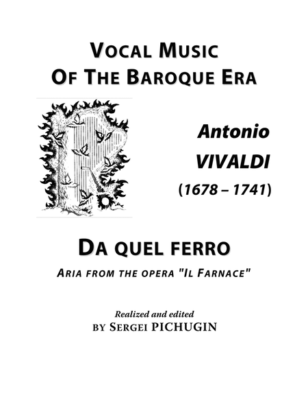 VIVALDI Antonio: Da quel ferro, aria from the opera "Il Farnace", arranged for Voice and Piano (F mi image number null