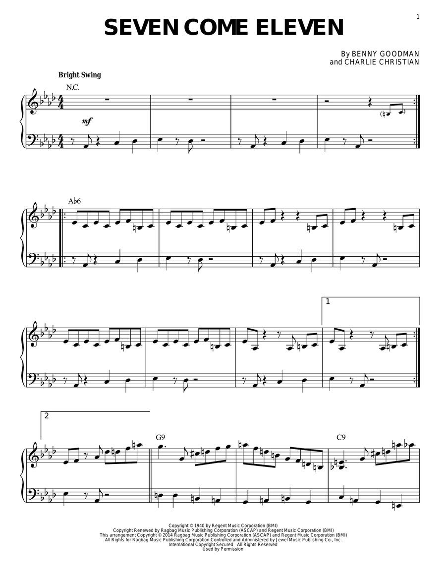 Seven Come Eleven Seven Come Eleven Piano Solo scores gallery preview page 1