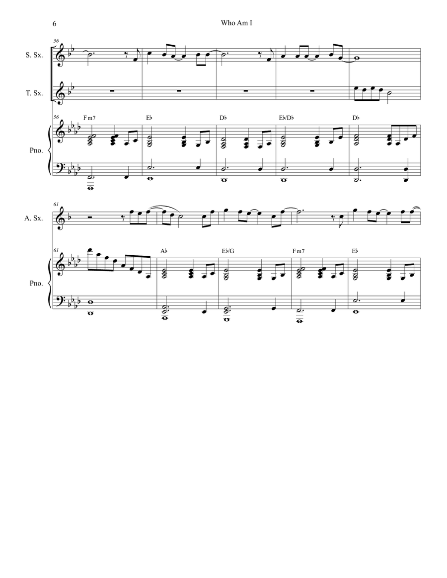 Who Am I Who Am I Saxophone Quartet scores gallery preview page 6