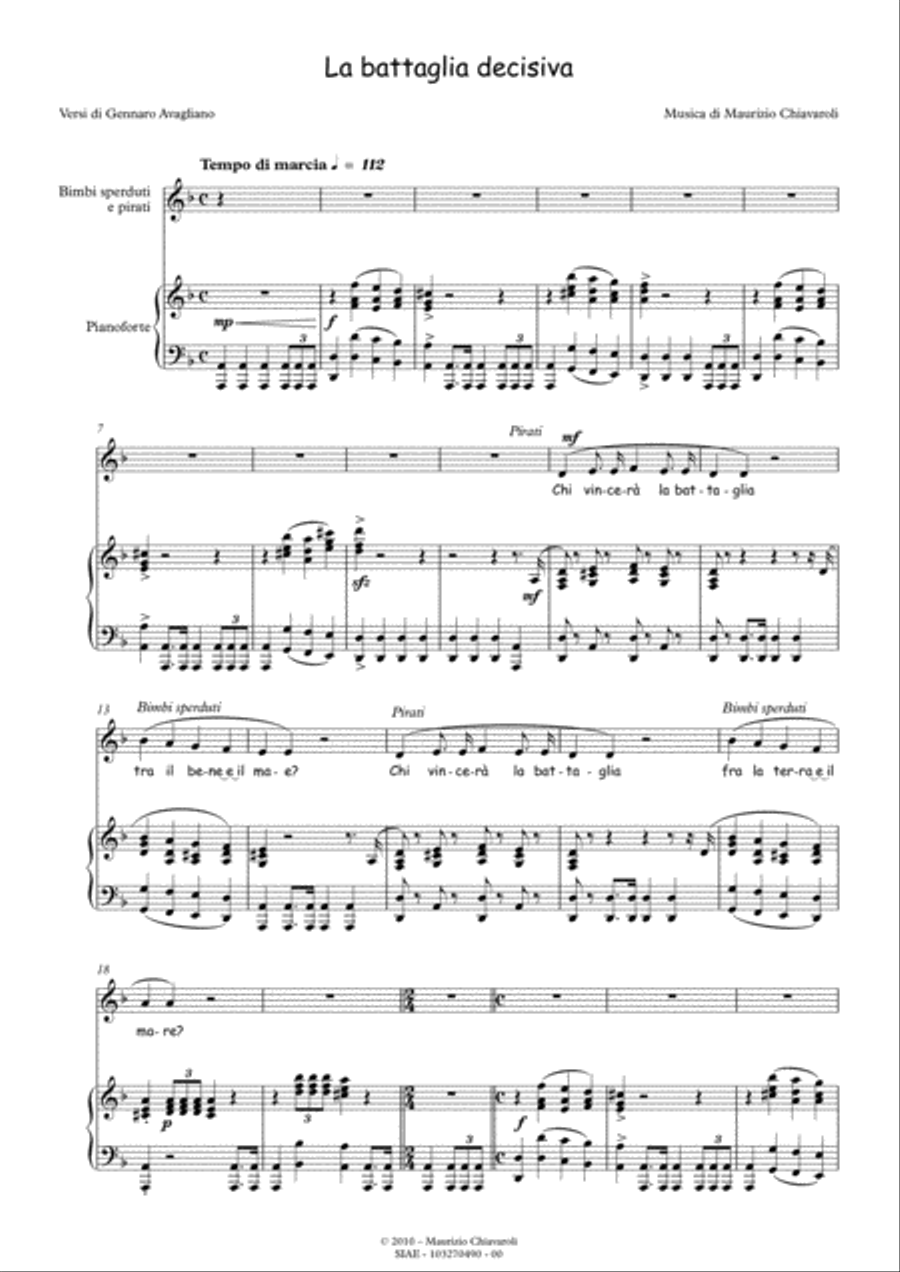 La battaglia decisiva La battaglia decisiva Unison Choir scores gallery preview page 1