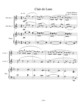 Book cover for Clair de Lune (Alto Sax Duet) with piano accompaniment