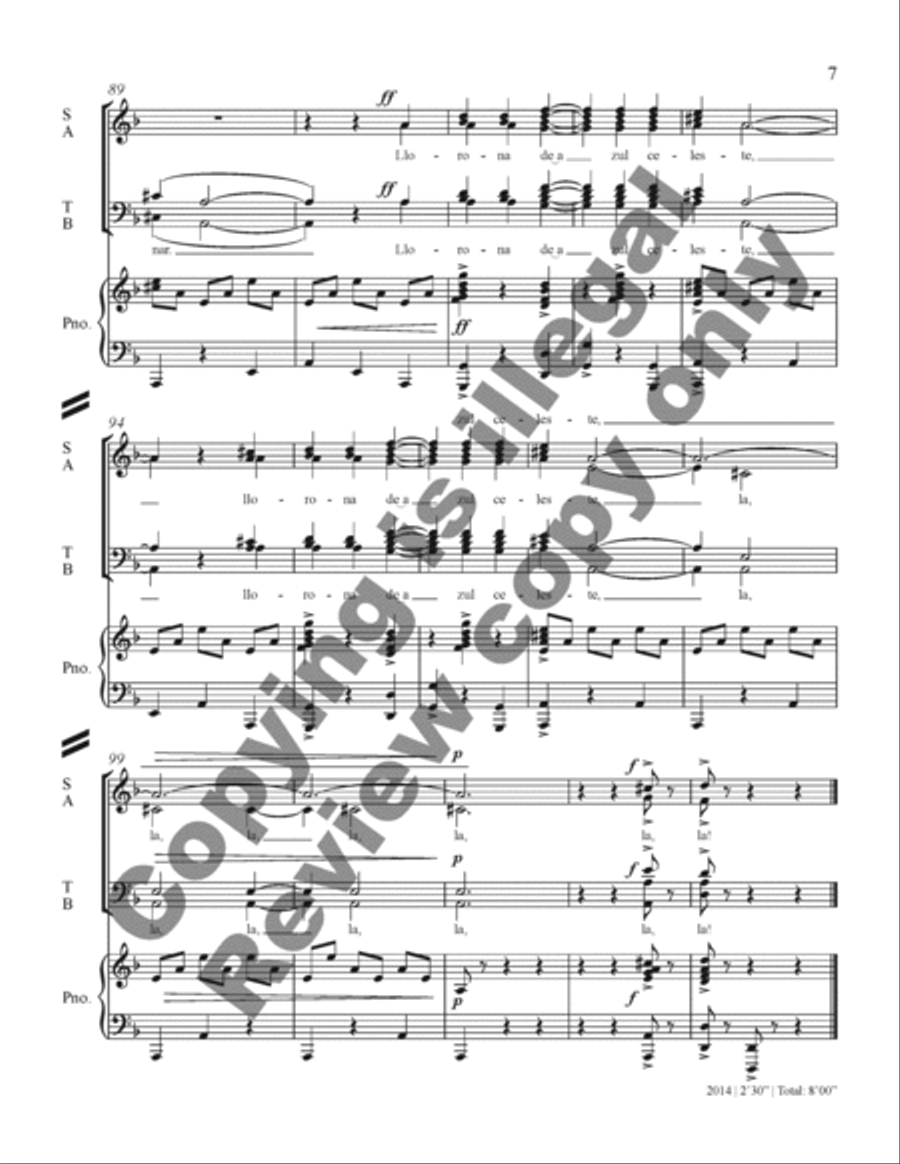 Three Mexican Folk Songs: 3. La Llorona 4-Part scores gallery preview page 7