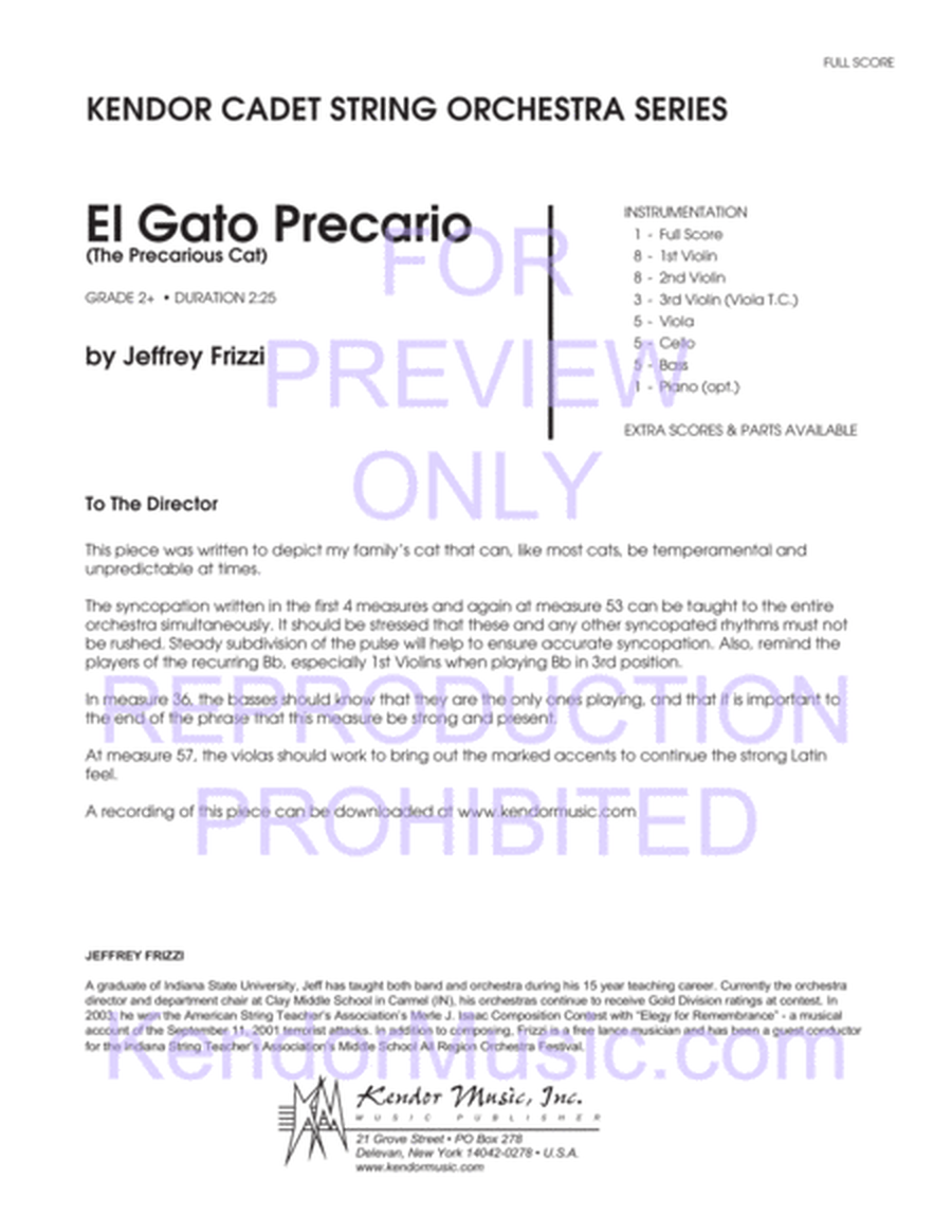 El Gato Precario (The Precarious Cat) (Full Score)