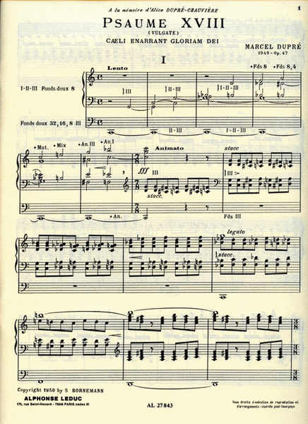 Psaume Xviii, Op.47 'coeli Enarrant Gloriam Dei' (organ)